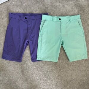 Greyson Performance Golf Shorts set of 2 blue purple 34 & 35 waist
